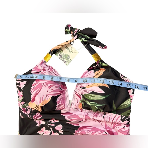 B2PRITY women’s floral halter style modest tankini top size large NWT - Picture 8 of 10